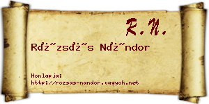 Rózsás Nándor névjegykártya